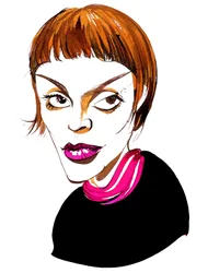 Brigitte Fassbaender německá mezzosopranistka, režisérka a spisovatelka (nar. 1939); barevná karikatura